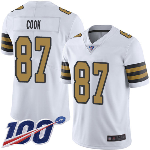 Men New Orleans Saints Limited White Jared Cook Jersey NFL Football #87 100th Season Rush Vapor Untouchable Jersey->youth nfl jersey->Youth Jersey